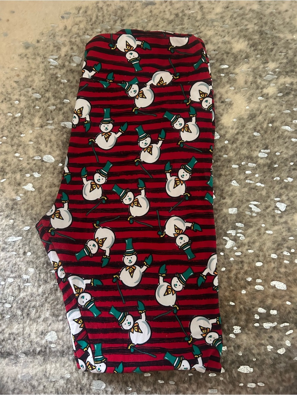 LuLaRoe Red Snowman Stripe Kids Pajama Pants